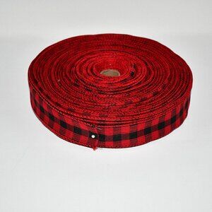 Blulu 150 Yard Christmas Buffalo Plaid Wired Edge Ribbon – Red/Black Plaid – 2.5